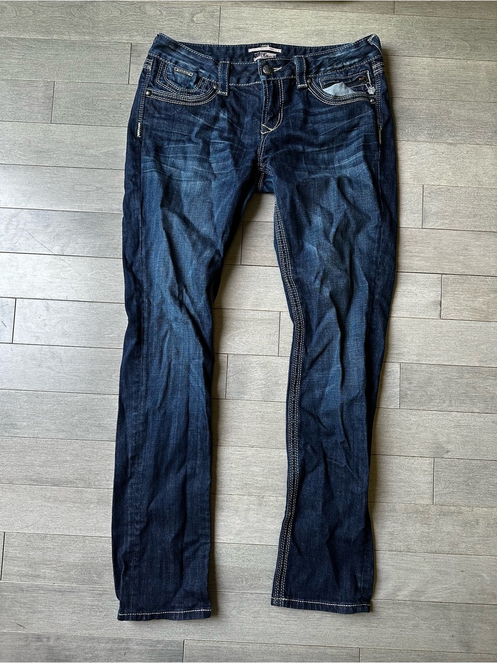Women’s Be Rock For Express Dark Wash Denim Skinny Low Rise Embroidered Jeans 10